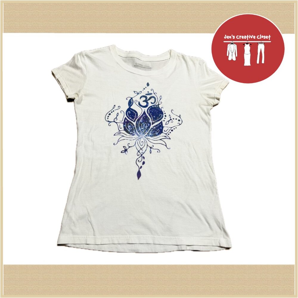 Women's Design By Humans White and Purple Lotus Tee